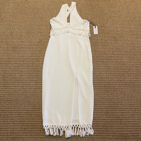 Saylor Astor Fringe Midi Dress in White Medium NWT - Picture 3 of 11